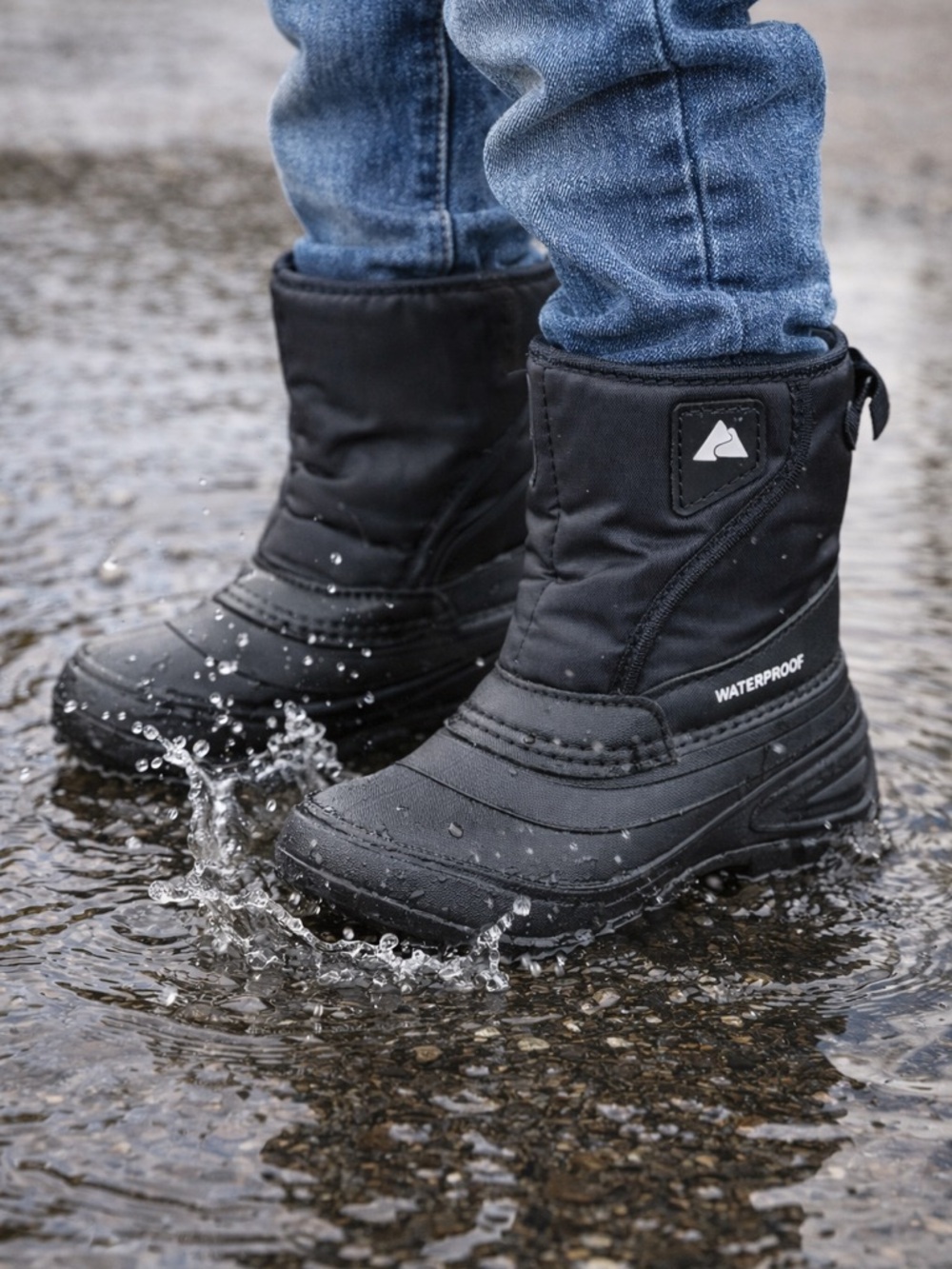 Kids Waterproof Winter Snow Boots Size 11 Black Warm EUC